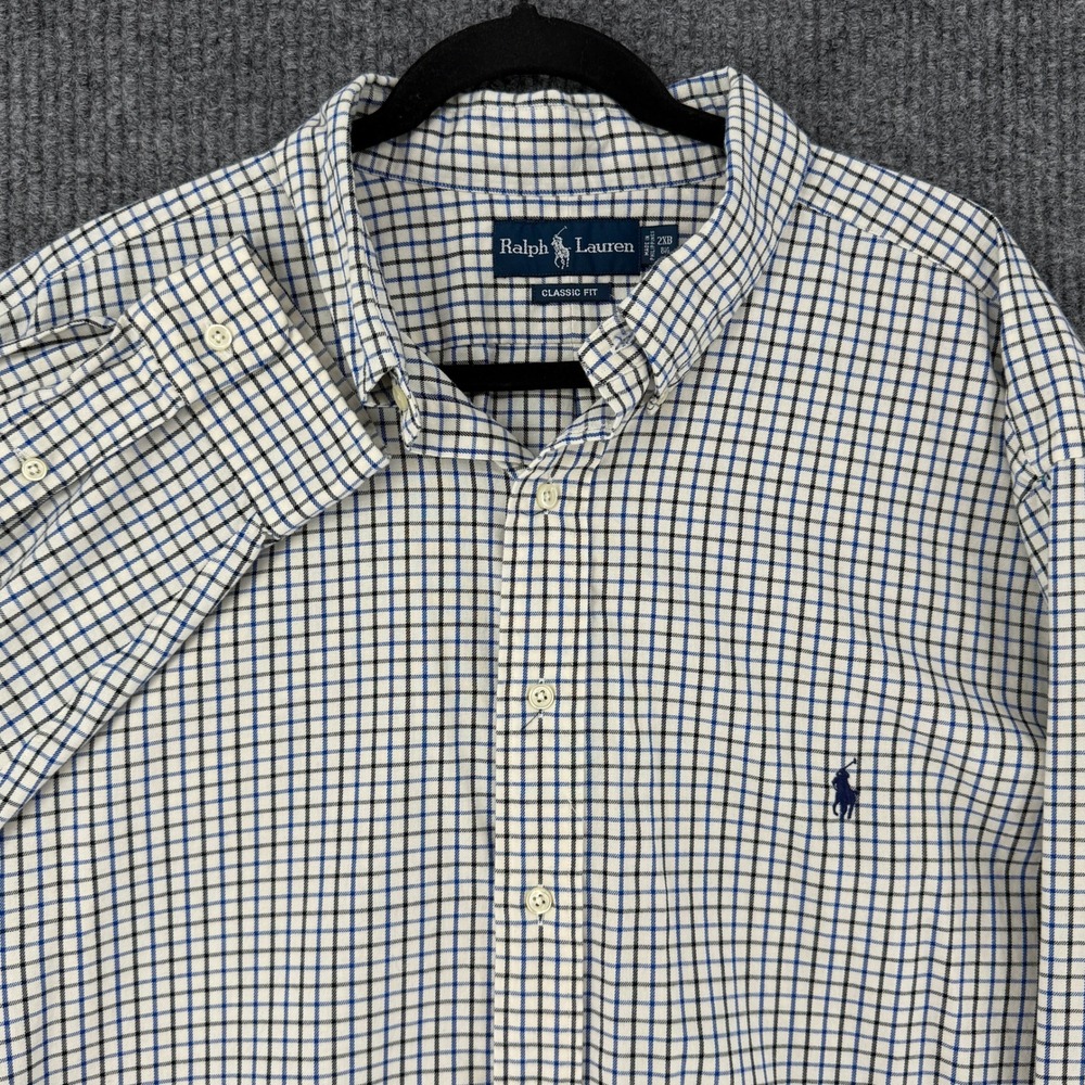 Vintage Ralph Lauren Oxford button down tattersall men 2XB shirt big tall preppy